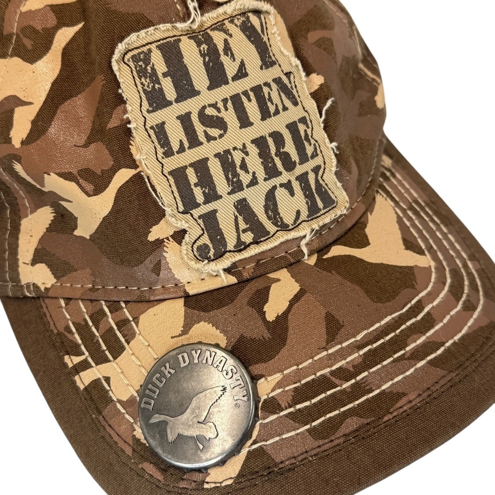 Duck Dynasty Camo Hat Hey Listen Here Jack Bottle‎ Opener Cap Mens OS Redneck TV